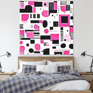 Pop Art Roze Geometrisch Ontwerp Canvas Afdruk