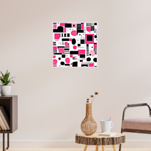 Pop Art Roze Geometrisch Ontwerp Poster