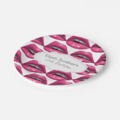 Pop Art roze lips Makeup Papieren Bordje (Gekanteld)