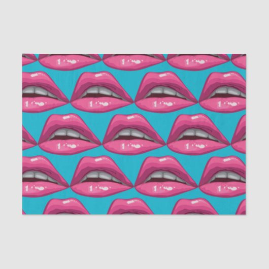 Pop Art roze lips Makeup Tissuepapier (Voorkant)