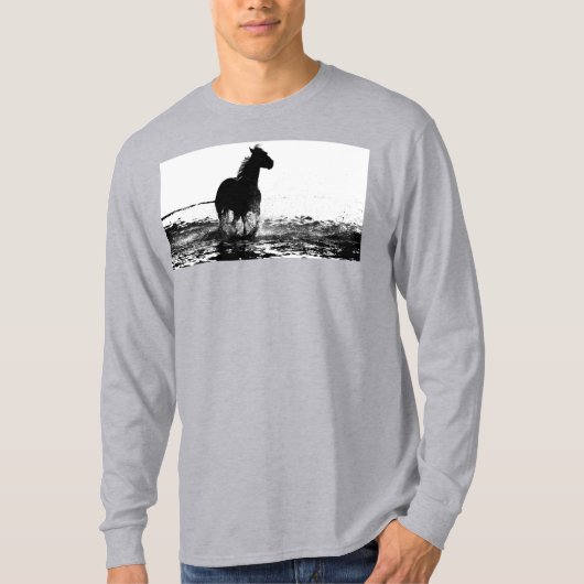 Pop Art Running Horse Sjabloon Elegant Grey T-shirt (Voorkant)
