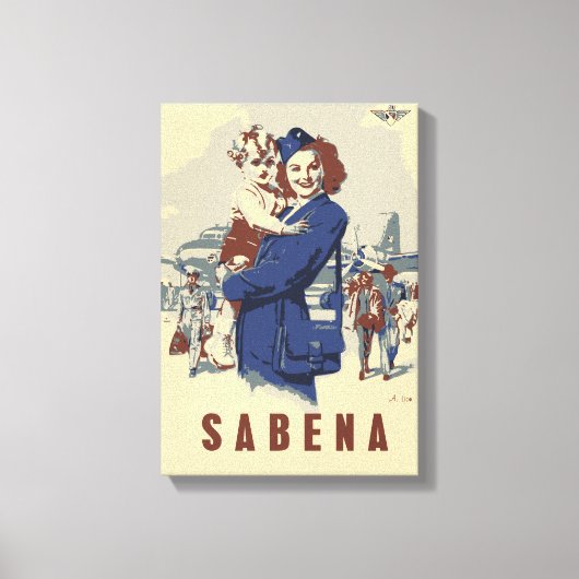 Pop art Sabena Ex Belgium Airlines Canvas Afdruk (Voorkant)