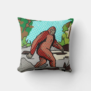 Pop Art Sasquatch Bos Comic Paneel Grafiek Kussen