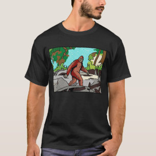 Pop Art Sasquatch Bos Comic Paneel Grafiek T-shirt