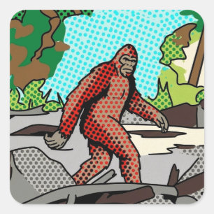 Pop Art Sasquatch Bos Comic Paneel Grafiek Vierkante Sticker