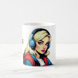 Pop Art Schattigee Gamer Meisje Comic Style Mok