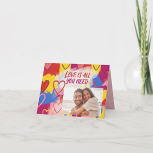 Pop Art Schilderachtige Valentijnsdag Postkaart Kaart