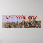 Pop Art Sepia New York City Panoramique Poster Imp<br><div class="desc">Gratte-ciel de New York à la nuit - Photo de gratte-ciel de New York - Brooklyn Bridge,  Manhattan Financial District à Blue Night Pop Art Style Photo numérique</div>