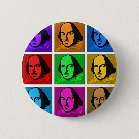Pop Art Shakespeare Ronde Button 5,7 Cm (Voorkant)