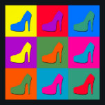 pop art shoes<br><div class="desc">Illustration of high-heel shoes on colorful tiled background</div>