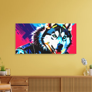 POP ART SIBERISCHE HUSKY 5 CANVAS AFDRUK