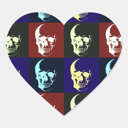 Pop Art Skull Hart Sticker (Voorkant)