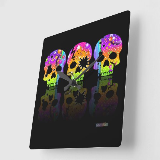 Pop Art SKULLS MUR HORLOGE (Angle)