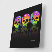 Pop Art SKULLS WALL CLOCK Vierkante Klok (Hoek)