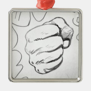 Pop Art Smash Punch potlood schets Metalen Ornament