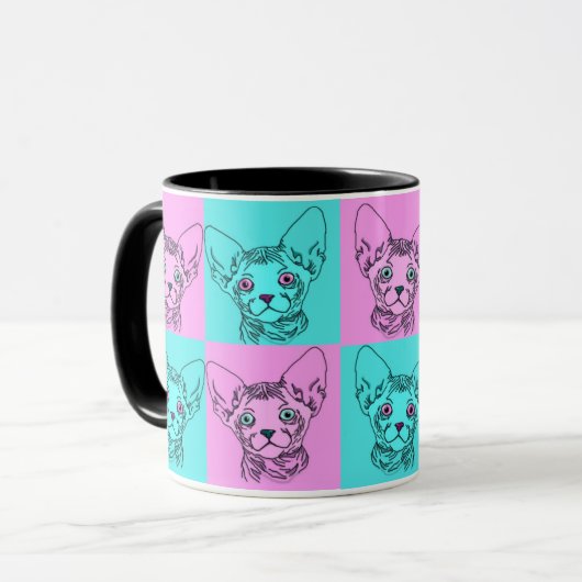 Pop Art Sphynx Kitten Mok (Voorkant links)
