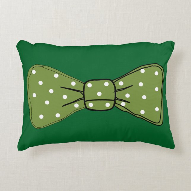 Pop Art Spotty Green Bow Stropdas Accent Kussen (Voorkant)