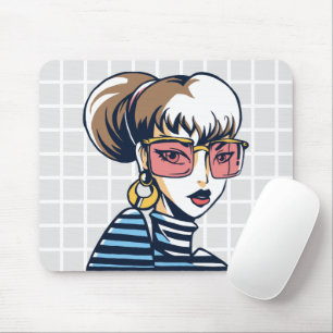 Pop Art Stijlvolle Vrouw Grid Muismat