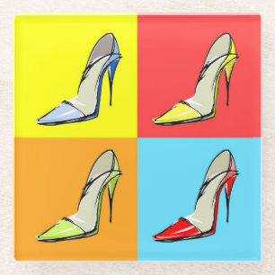 Pop Art Stilettos Glass Onderzetter, thema Mode Glazen Onderzetter