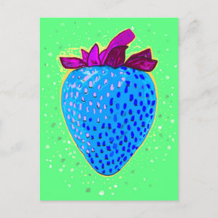 Pop Art Strawberry Blue Briefkaart