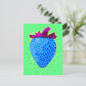 Pop Art Strawberry Blue Briefkaart (Staand voorkant)