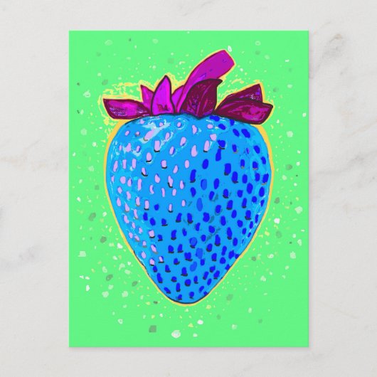 Pop Art Strawberry Blue Briefkaart (Voorkant)