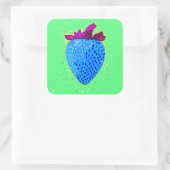 Pop Art Strawberry Blue Vierkante Sticker (Tas)