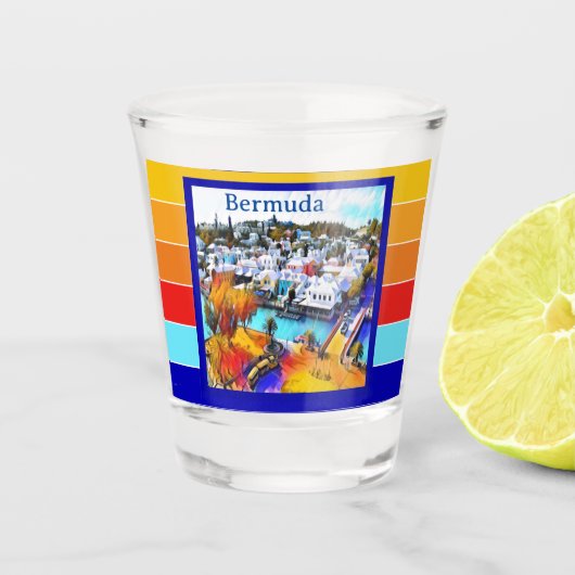 Pop Art Strepen Bermuda  Shot Glas (Voorkant)