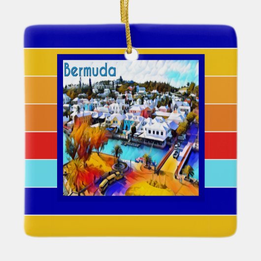 Pop Art Stripes Bermuda Keramisch Ornament (Voorkant)