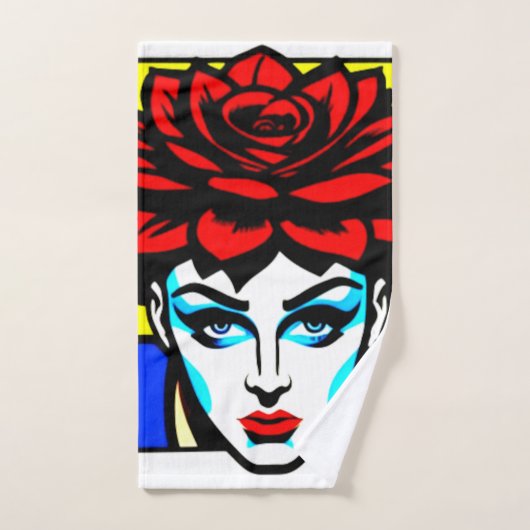Pop art style comique mignonne femme et fleur (Serviette à main)