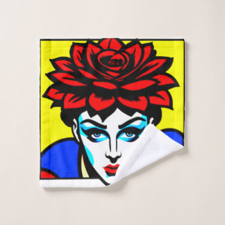 Pop art style comique mignonne femme et fleur