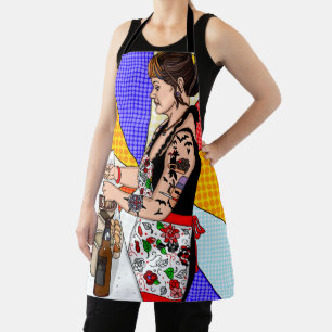 Pop Art Style Retro Lady Baking Schort
