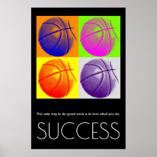 Pop Art Succes Motivatie Basketball Trendy Poster