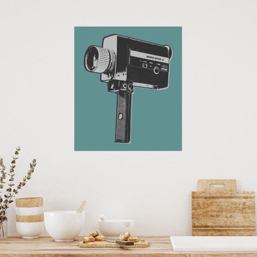 Pop Art Super 8-filmcamera Poster (Keuken)