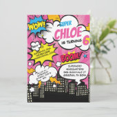 Pop Art Super Hero Invitation Anniversaire (Debout devant)