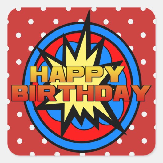 Pop Art Superpower Hero Happy Stickers Anniversair (Devant)