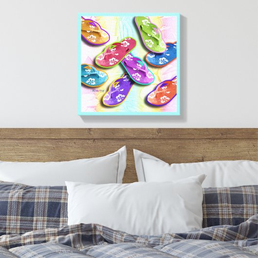 Pop Art TEENSLIPPERS Galerij met vloerafwerking ca Canvas Afdruk (Insitu (Slaapkamer))