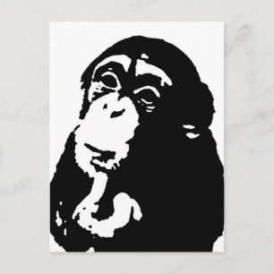 Pop Art Thinking Chimpanzee Briefkaart