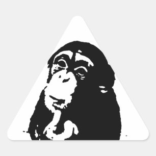 Pop Art Thinking Chimpanzee Driehoek Sticker