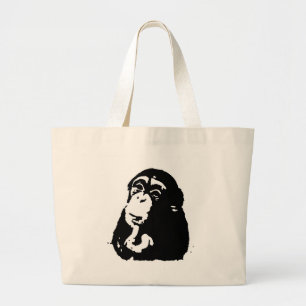 Pop Art Thinking Chimpanzee Grote Tote Bag