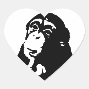 Pop Art Thinking Chimpanzee Hart Sticker
