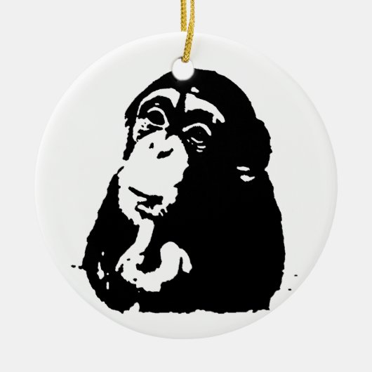 Pop Art Thinking Chimpanzee Keramisch Ornament (Voorkant)