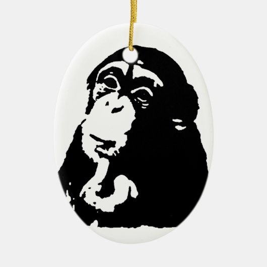 Pop Art Thinking Chimpanzee Keramisch Ornament (Voorkant)