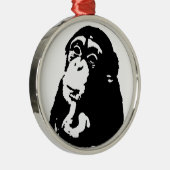 Pop Art Thinking Chimpanzee Metalen Ornament (Rechts)