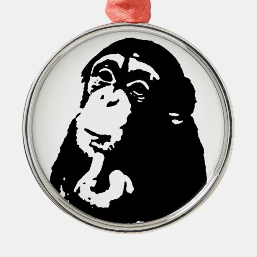 Pop Art Thinking Chimpanzee Metalen Ornament (Voorkant)