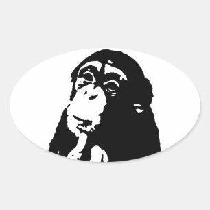 Pop Art Thinking Chimpanzee Ovale Sticker