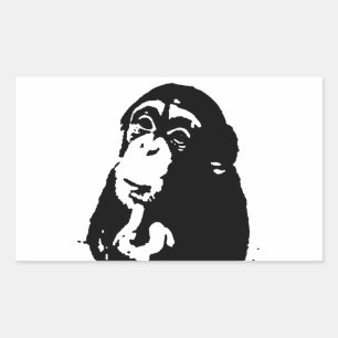 Pop Art Thinking Chimpanzee Rechthoekige Sticker
