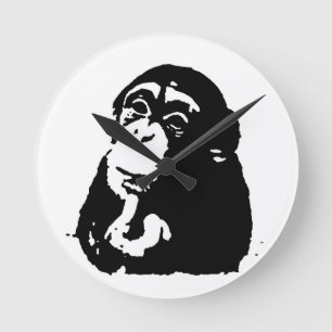 Pop Art Thinking Chimpanzee Ronde Klok