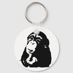 Pop Art Thinking Chimpanzee Sleutelhanger