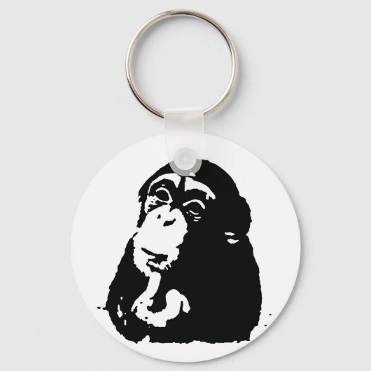Pop Art Thinking Chimpanzee Sleutelhanger (Voorkant)
